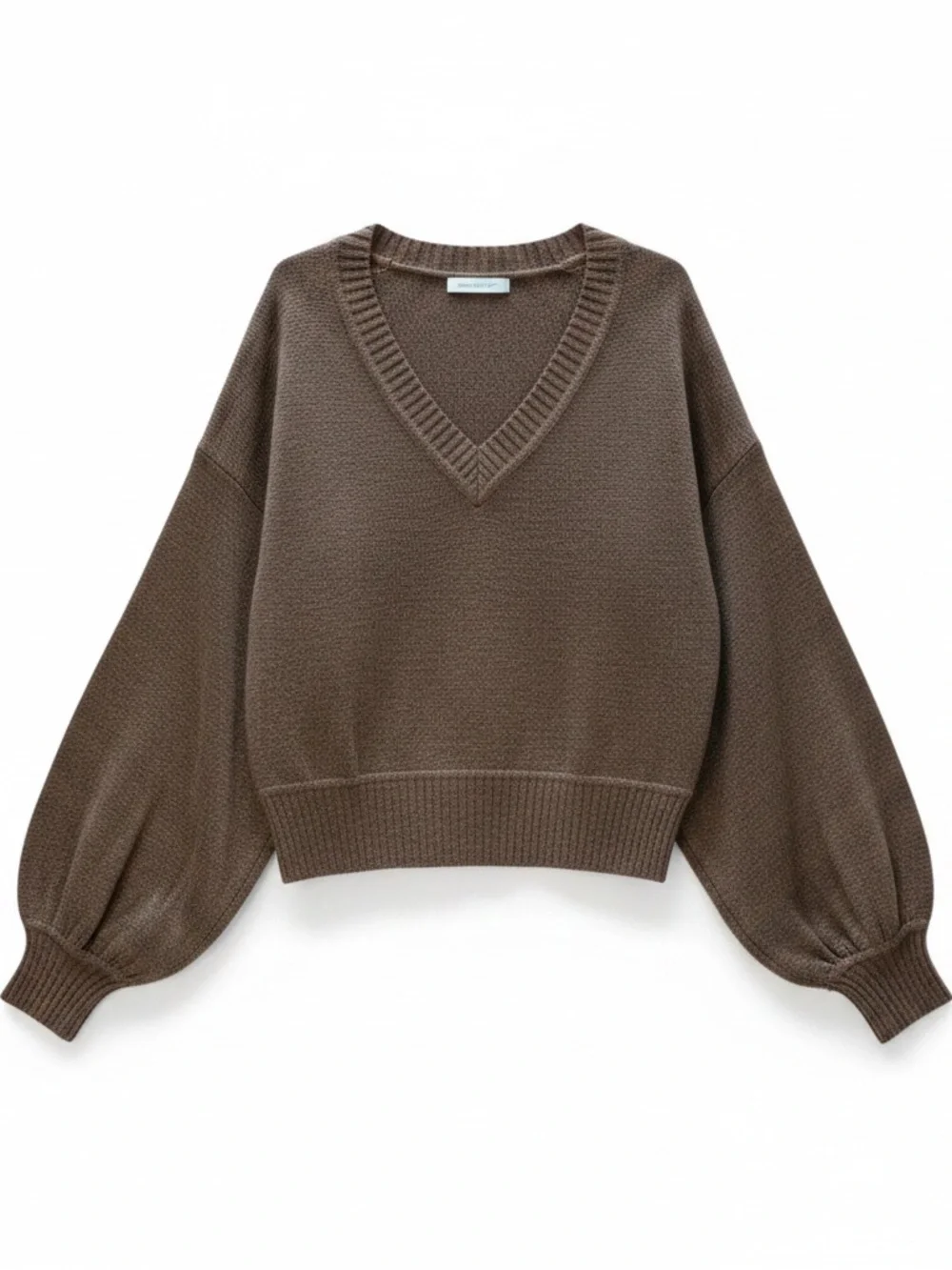 Brown Balloon Sleeve Sweater Cozy Girl Fall Aesthetic